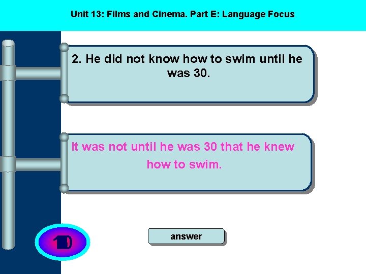 Unit 13: Films and Cinema. Part E: Language Focus 2. He did not know Unit 13: Films and Cinema. Part E: Language Focus 2. He did not know