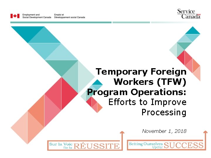 Temporary Foreign Workers (TFW) Program Operations: Efforts to Improve Processing November 1, 2018 
