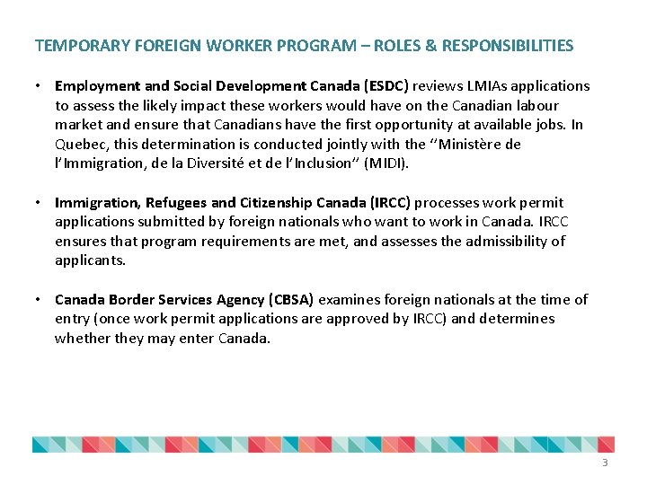 TEMPORARY FOREIGN WORKER PROGRAM – ROLES & RESPONSIBILITIES • Employment and Social Development Canada