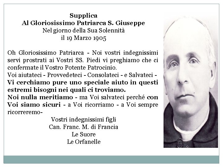 Supplica Al Gloriosissimo Patriarca S. Giuseppe Nel giorno della Sua Solennità il 19 Marzo