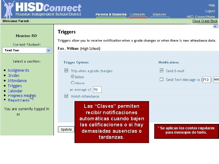 Las “Claves” permiten recibir notificaciones automáticas cuando bajen las calificaciones o si hay demasiadas