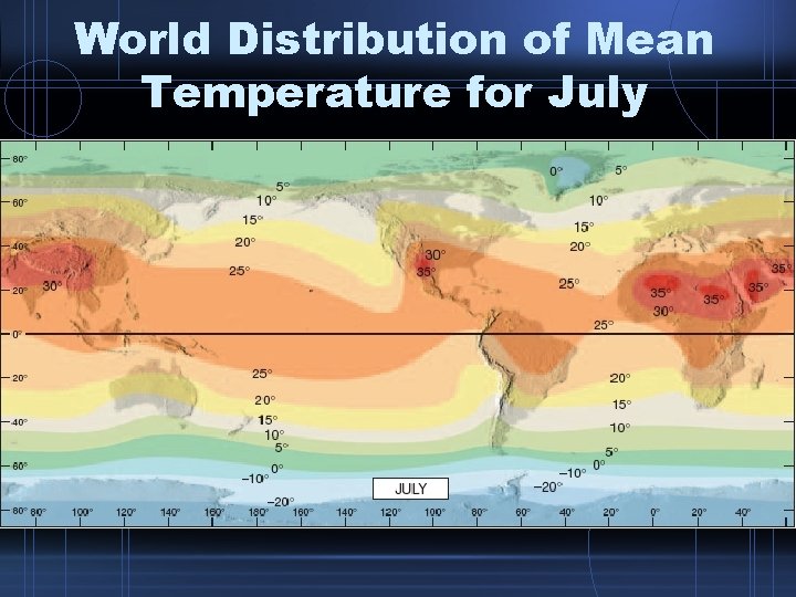 World Distribution of Mean Temperature for July World Distribution of Mean Temperature for July