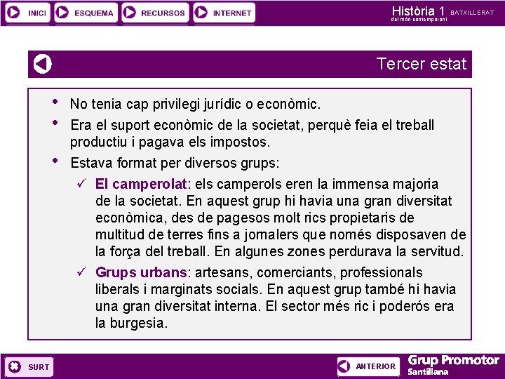 Història 1 del món contemporani BATXILLERAT Tercer estat • • • No tenia cap