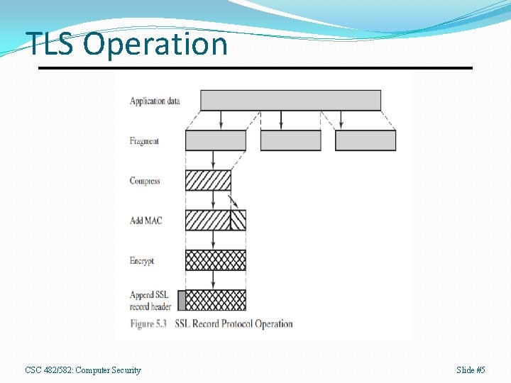 TLS Operation CSC 482/582: Computer Security Slide #5 