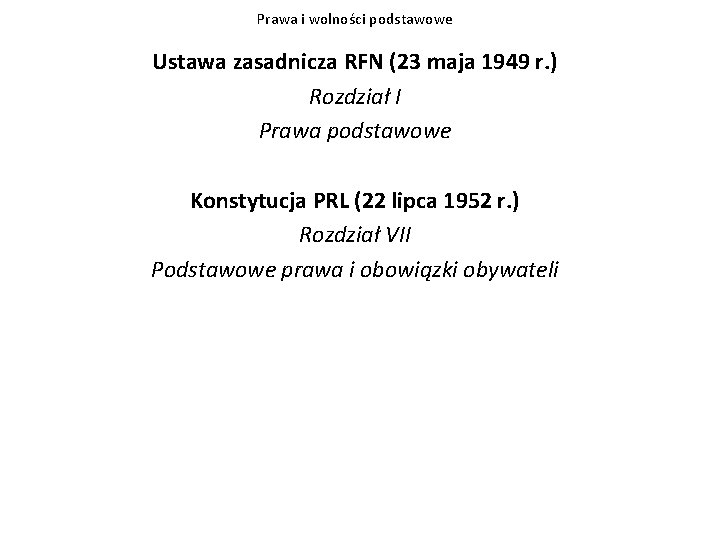 Prawa i wolności podstawowe Ustawa zasadnicza RFN (23 maja 1949 r. ) Rozdział I