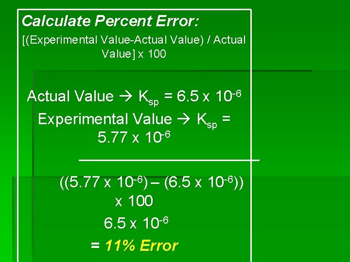 Determination Of The Equilibrium Constant Ksp For A