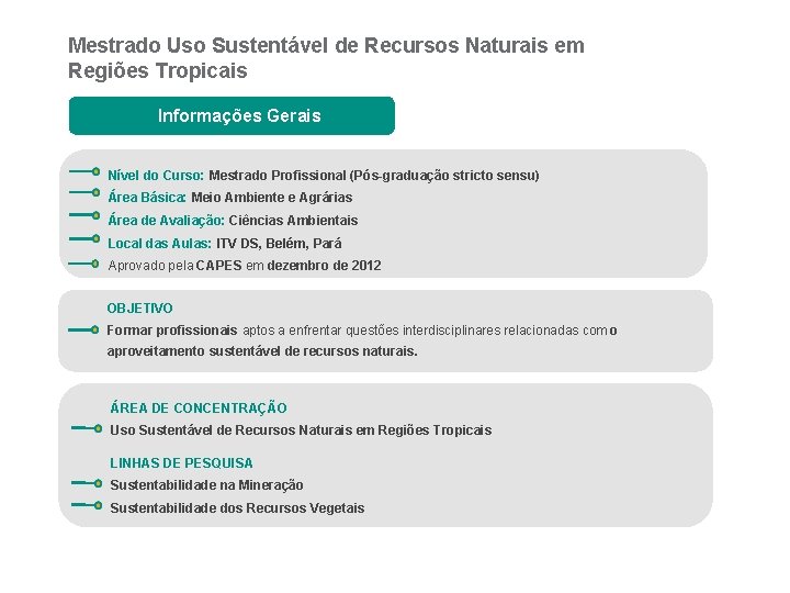 Mestrado Uso Sustentável de Recursos Naturais em Regiões Tropicais Informações Gerais Nível do Curso: