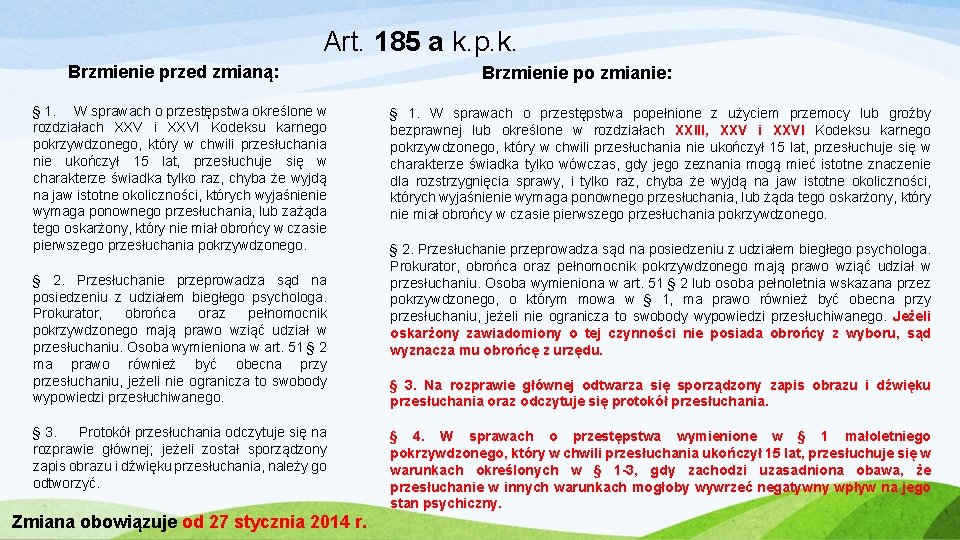 Art. 185 a k. p. k. Brzmienie przed zmianą: § 1. W sprawach o