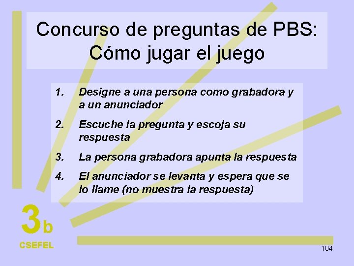 Concurso de preguntas de PBS: Cómo jugar el juego 1. Designe a una persona