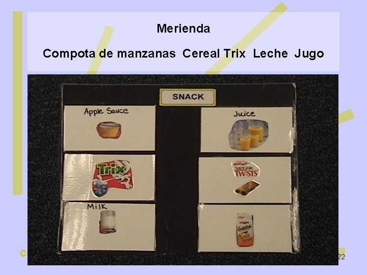 Merienda Compota de manzanas Cereal Trix Leche Jugo 4 CSEFEL 22 