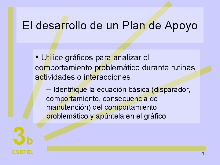 El desarrollo de un Plan de Apoyo • Utilice gráficos para analizar el comportamiento