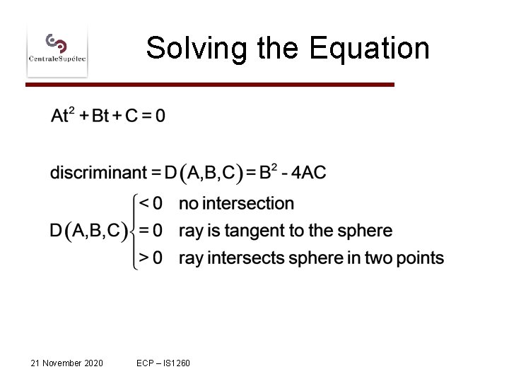 Solving the Equation 21 November 2020 ECP – IS 1260 