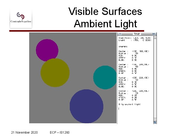 Visible Surfaces Ambient Light 21 November 2020 ECP – IS 1260 