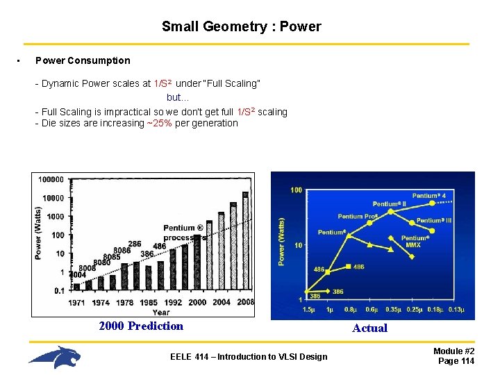 Small Geometry : Power • Power Consumption - Dynamic Power scales at 1/S 2