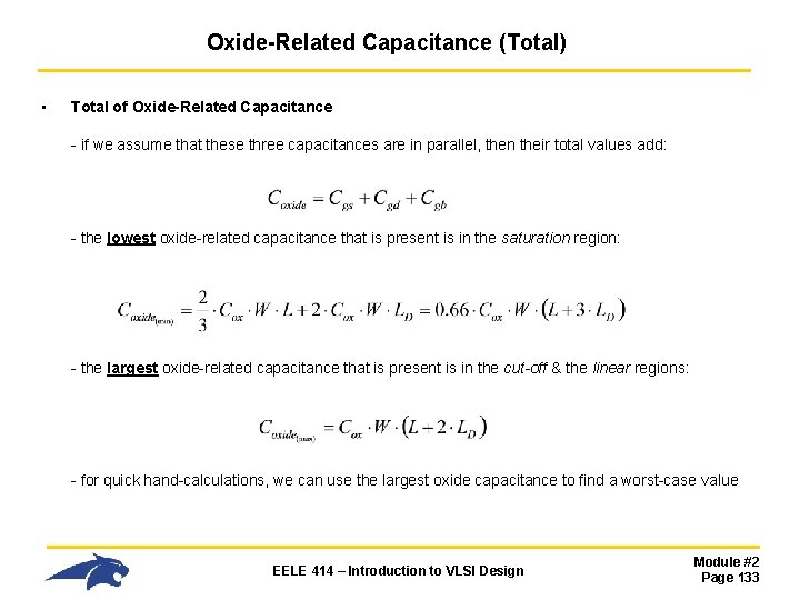 Oxide-Related Capacitance (Total) • Total of Oxide-Related Capacitance - if we assume that these