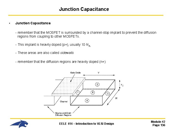 Junction Capacitance • Junction Capacitance - remember that the MOSFET is surrounded by a