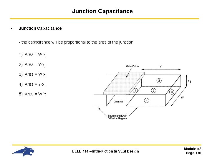 Junction Capacitance • Junction Capacitance - the capacitance will be proportional to the area