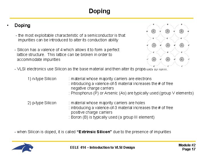 Doping • Doping - the most exploitable characteristic of a semiconductor is that impurities