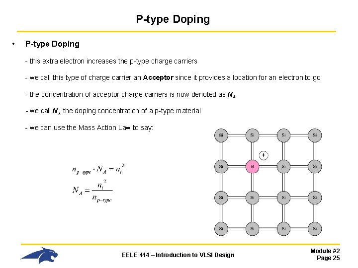 P-type Doping • P-type Doping - this extra electron increases the p-type charge carriers