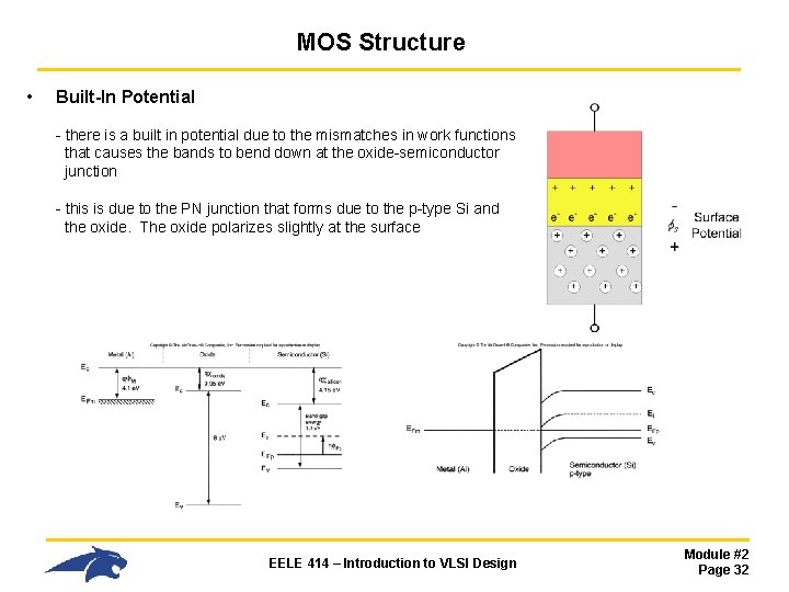 MOS Structure • Built-In Potential - there is a built in potential due to