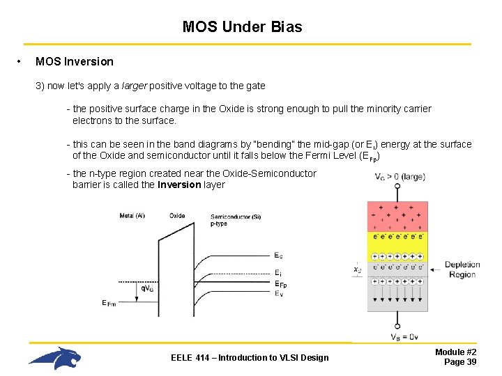 MOS Under Bias • MOS Inversion 3) now let's apply a larger positive voltage