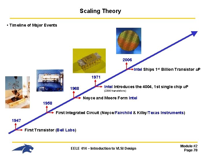 Scaling Theory • Timeline of Major Events 2006 Intel Ships 1 st Billion Transistor