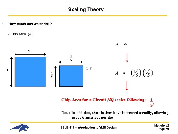 Scaling Theory • How much can we shrink? - Chip Area (A) 1 1