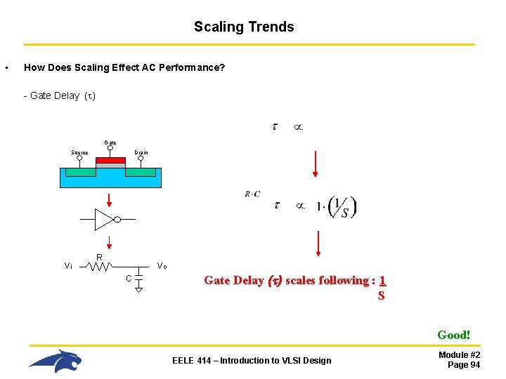 Scaling Trends • How Does Scaling Effect AC Performance? - Gate Delay ( )