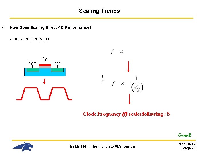 Scaling Trends • How Does Scaling Effect AC Performance? - Clock Frequency ( )