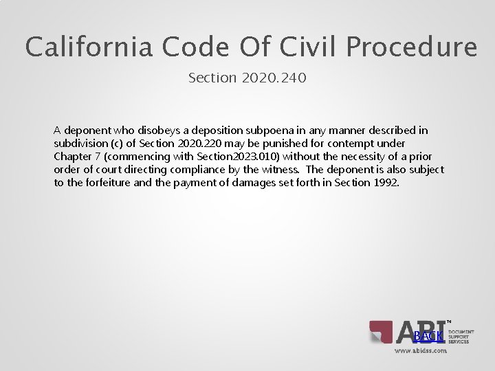 California Code Of Civil Procedure Section 2020. 240 A deponent who disobeys a deposition California Code Of Civil Procedure Section 2020. 240 A deponent who disobeys a deposition