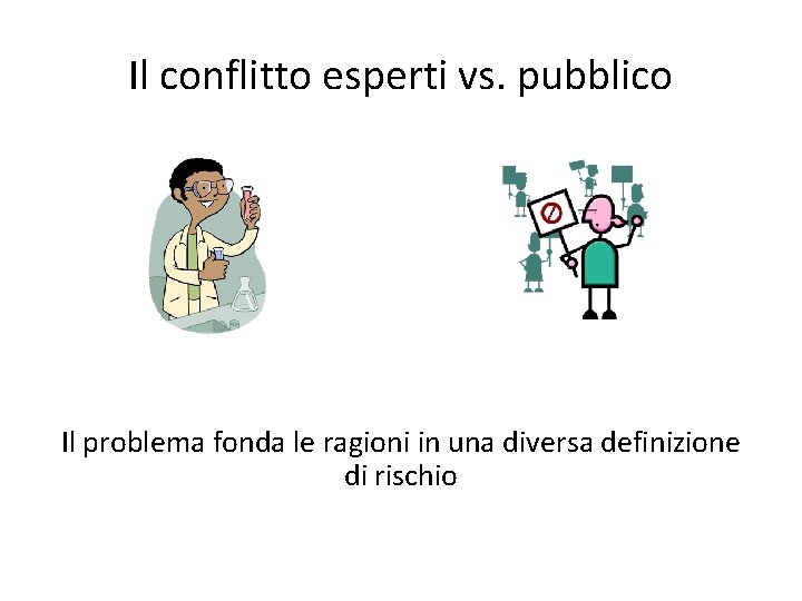 Il conflitto esperti vs. pubblico Il problema fonda le ragioni in una diversa definizione