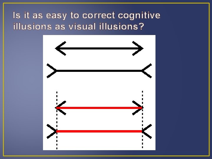 Is it as easy to correct cognitive illusions as visual illusions? 