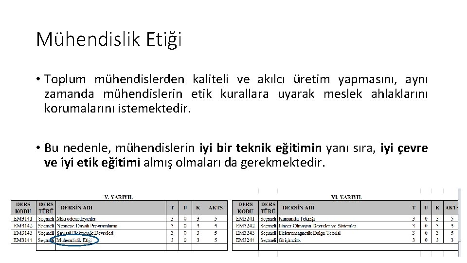 Mühendislik Etiği • Toplum mühendislerden kaliteli ve akılcı üretim yapmasını, aynı zamanda mühendislerin etik