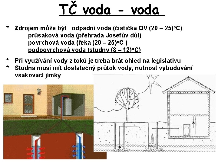 TČ voda - voda * Zdrojem může být odpadní voda (čistička OV (20 –
