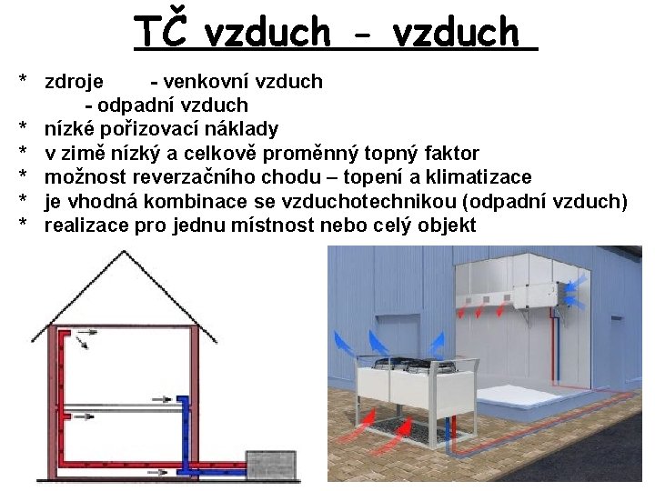 TČ vzduch - vzduch * zdroje - venkovní vzduch - odpadní vzduch * nízké