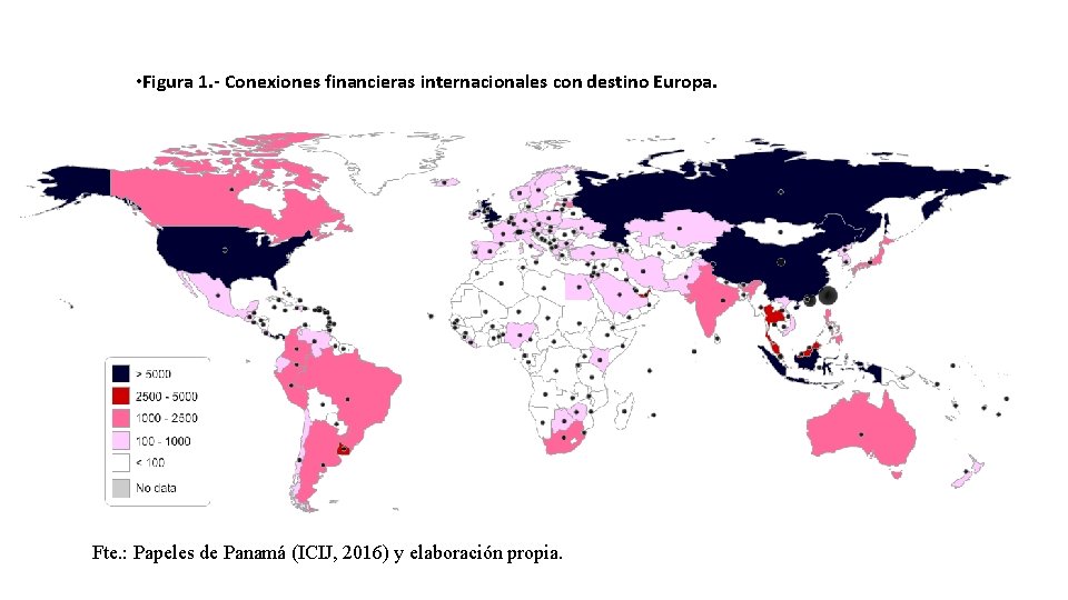  • Figura 1. - Conexiones financieras internacionales con destino Europa. Fte. : Papeles