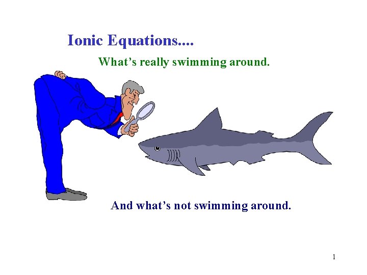 Ionic Equations. . What’s really swimming around. And what’s not swimming around. 1 