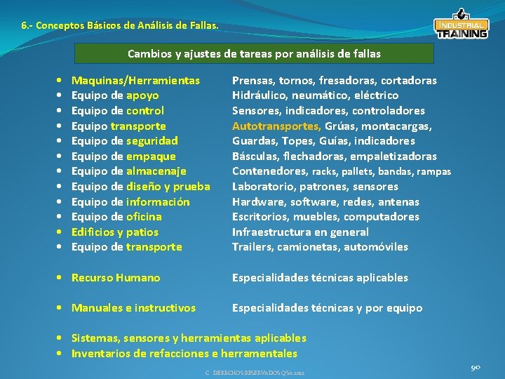 6. - Conceptos Básicos de Análisis de Fallas. Cambios y ajustes de tareas por