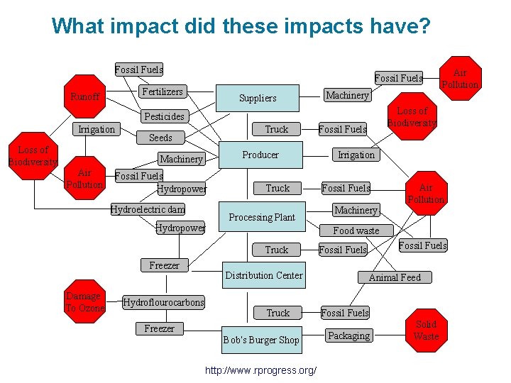 What impact did these impacts have? Fossil Fuels Fertilizers Runoff Suppliers Machinery Loss of