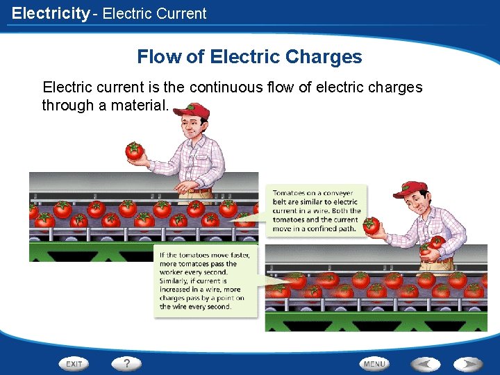 Electricity - Electric Current Flow of Electric Charges Electric current is the continuous flow