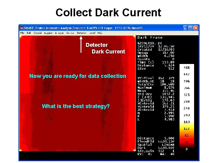Collect Dark Current Detector Dark Current Now you are ready for data collection What