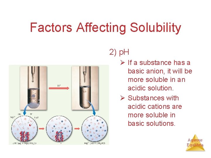 Factors Affecting Solubility 2) p. H Ø If a substance has a basic anion,