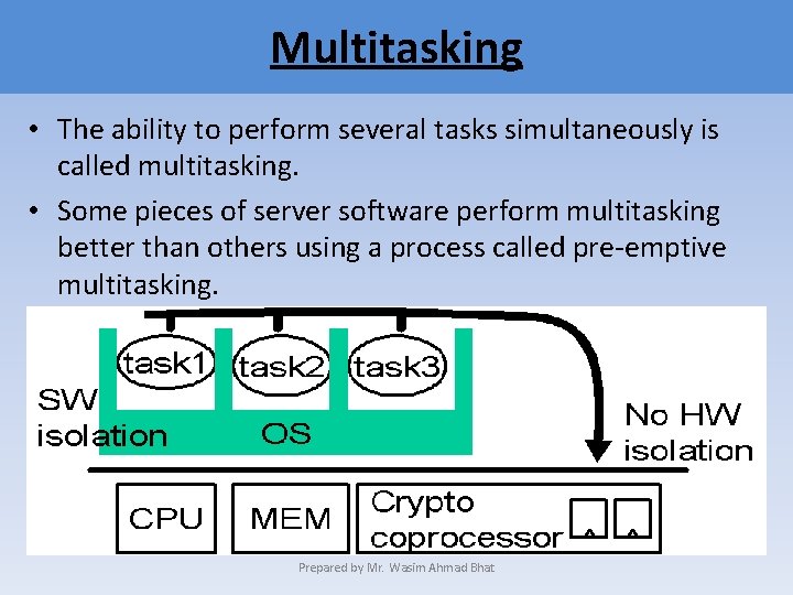 Multitasking • The ability to perform several tasks simultaneously is called multitasking. • Some