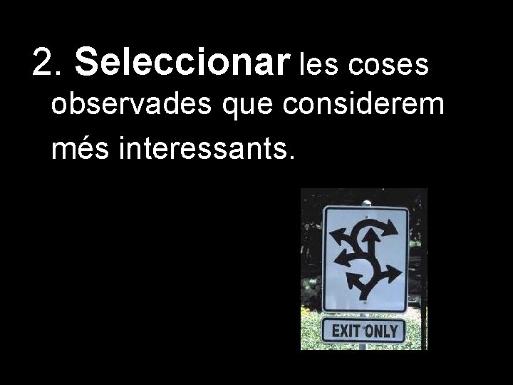 2. Seleccionar les coses observades que considerem més interessants. 