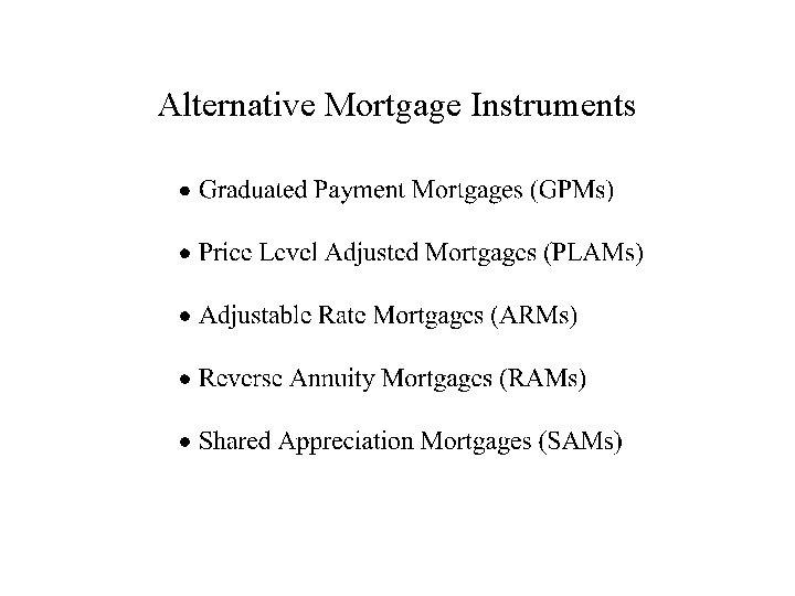 Alternative Mortgage Instruments 