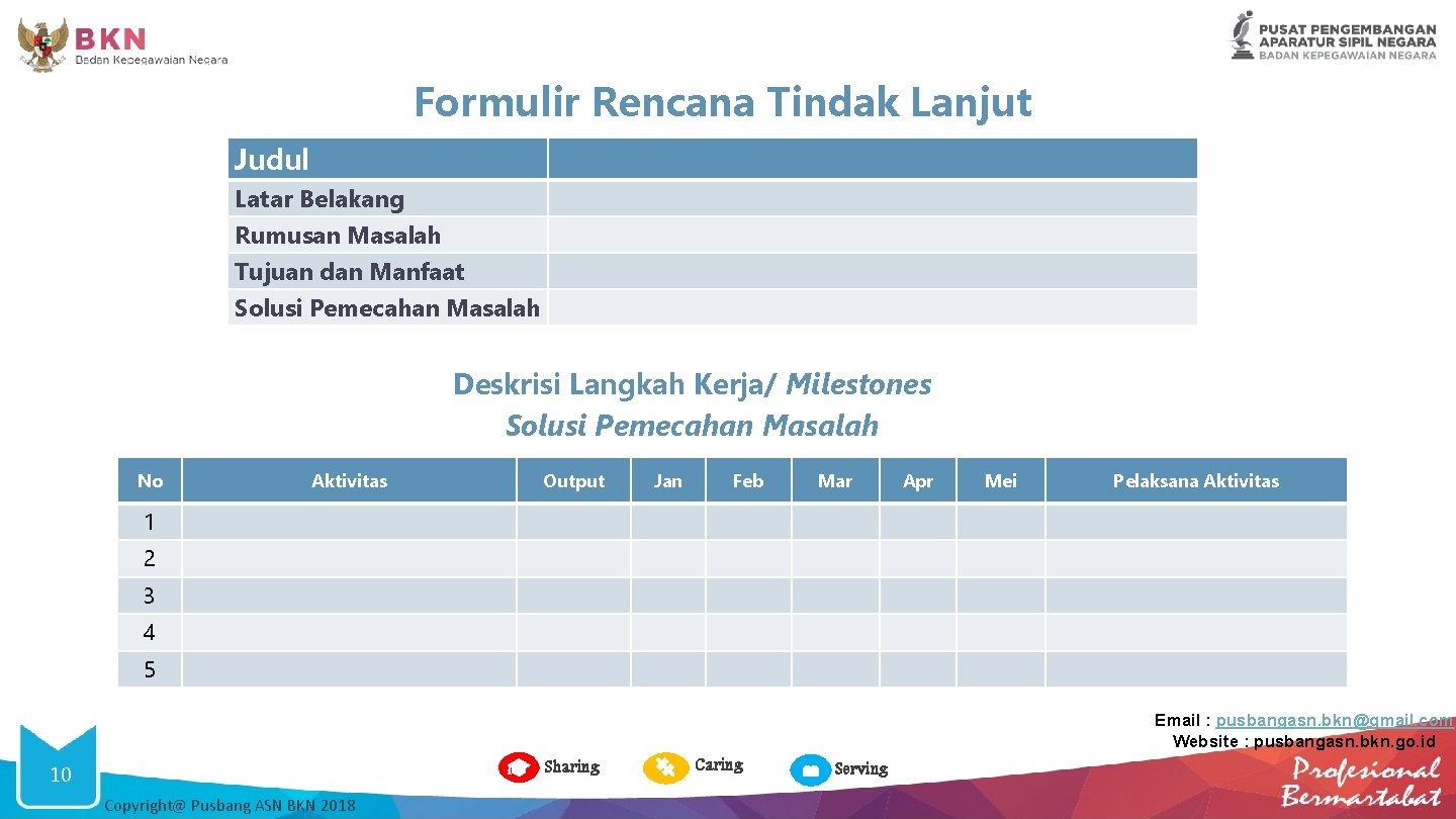 Formulir Rencana Tindak Lanjut Judul Latar Belakang Rumusan Masalah Tujuan dan Manfaat Solusi Pemecahan