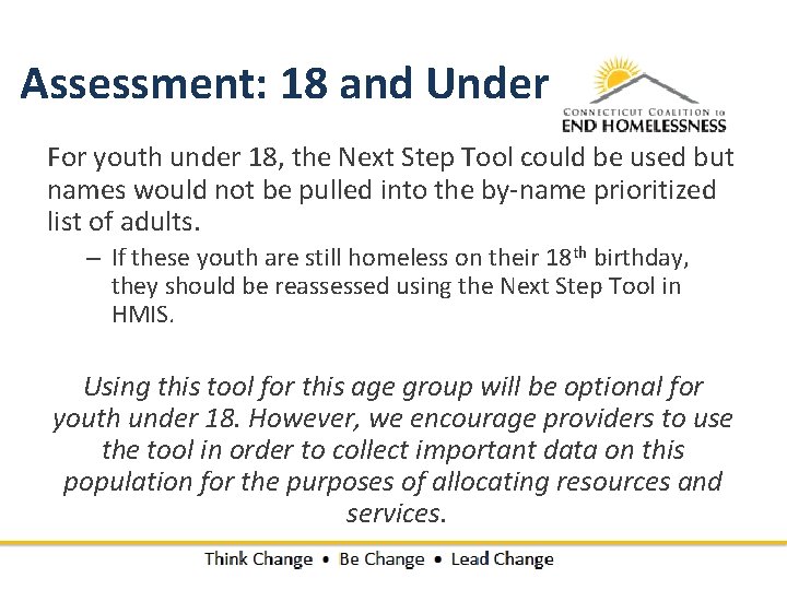 Assessment: 18 and Under For youth under 18, the Next Step Tool could be Assessment: 18 and Under For youth under 18, the Next Step Tool could be