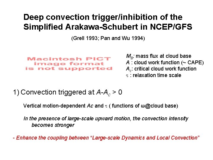 Deep convection trigger/inhibition of the Simplified Arakawa-Schubert in NCEP/GFS (Grell 1993; Pan and Wu Deep convection trigger/inhibition of the Simplified Arakawa-Schubert in NCEP/GFS (Grell 1993; Pan and Wu