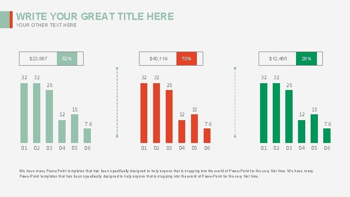 WRITE YOUR GREAT TITLE HERE YOUR OTHER TEXT HERE $23, 887 32 52% $40,