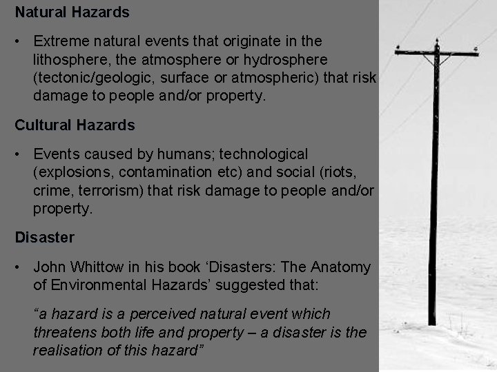 Natural Hazards • Extreme natural events that originate in the lithosphere, the atmosphere or Natural Hazards • Extreme natural events that originate in the lithosphere, the atmosphere or